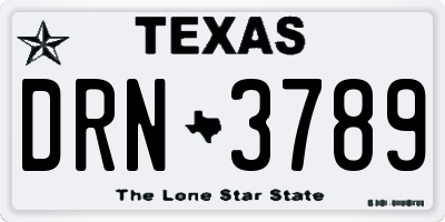 TX license plate DRN3789