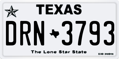 TX license plate DRN3793