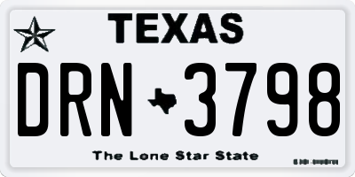 TX license plate DRN3798