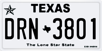 TX license plate DRN3801