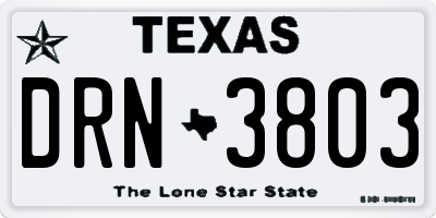 TX license plate DRN3803