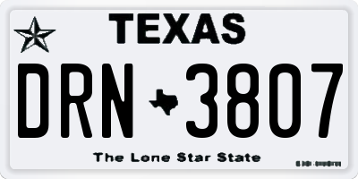 TX license plate DRN3807