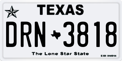TX license plate DRN3818