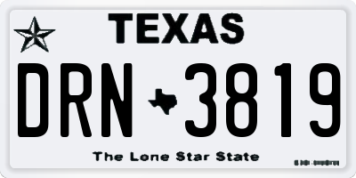 TX license plate DRN3819