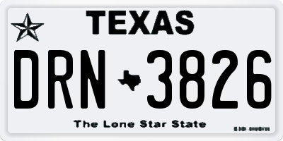 TX license plate DRN3826