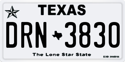 TX license plate DRN3830