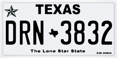 TX license plate DRN3832