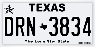 TX license plate DRN3834