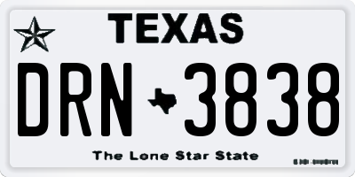 TX license plate DRN3838