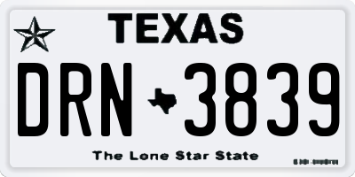 TX license plate DRN3839