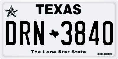 TX license plate DRN3840