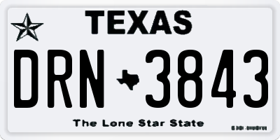 TX license plate DRN3843