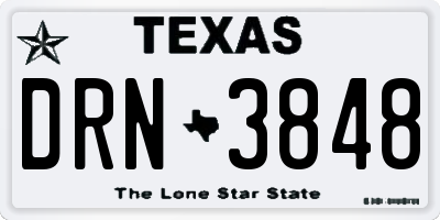 TX license plate DRN3848