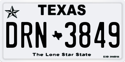 TX license plate DRN3849