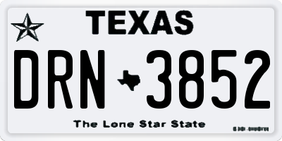 TX license plate DRN3852