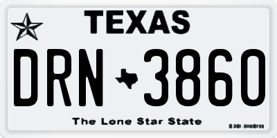 TX license plate DRN3860