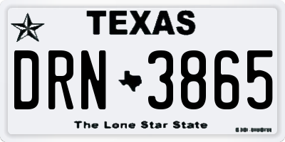TX license plate DRN3865