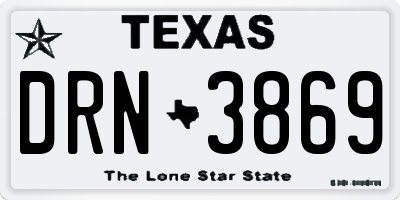 TX license plate DRN3869