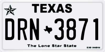 TX license plate DRN3871
