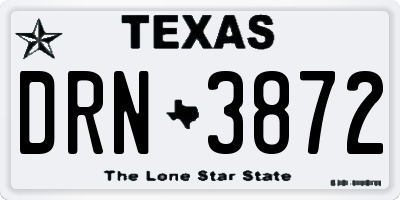 TX license plate DRN3872