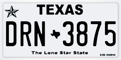 TX license plate DRN3875