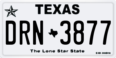 TX license plate DRN3877