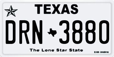 TX license plate DRN3880