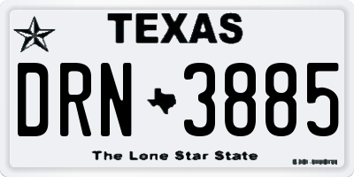 TX license plate DRN3885