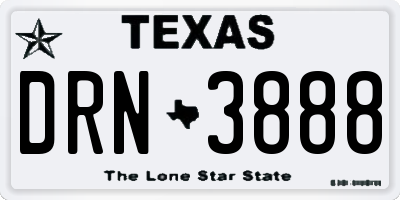 TX license plate DRN3888