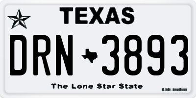 TX license plate DRN3893