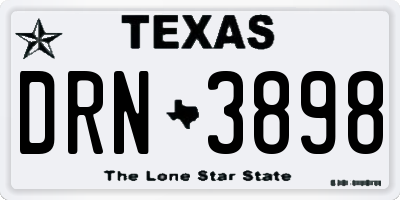 TX license plate DRN3898