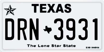 TX license plate DRN3931