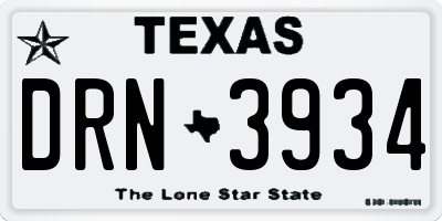 TX license plate DRN3934