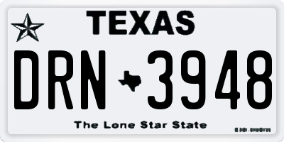 TX license plate DRN3948