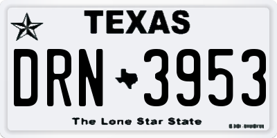 TX license plate DRN3953