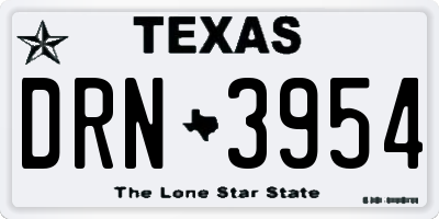 TX license plate DRN3954