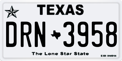 TX license plate DRN3958