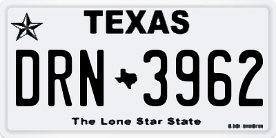TX license plate DRN3962