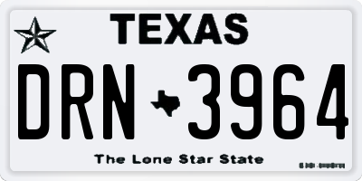 TX license plate DRN3964