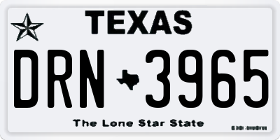 TX license plate DRN3965