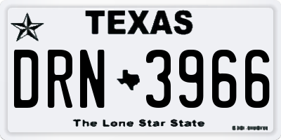 TX license plate DRN3966