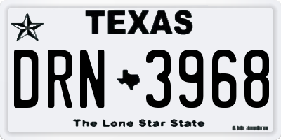 TX license plate DRN3968