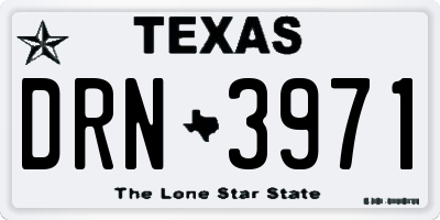 TX license plate DRN3971