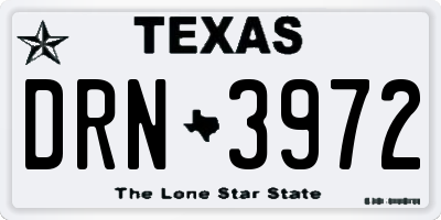 TX license plate DRN3972