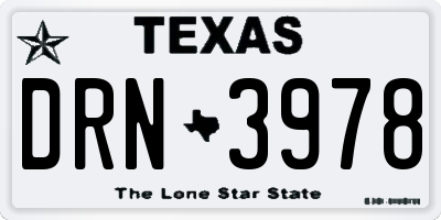 TX license plate DRN3978