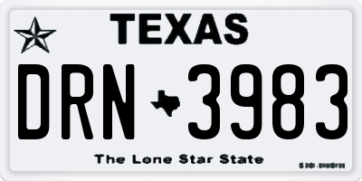 TX license plate DRN3983