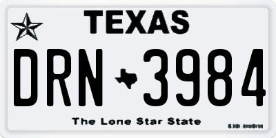 TX license plate DRN3984