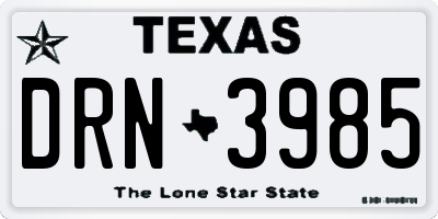 TX license plate DRN3985