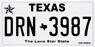 TX license plate DRN3987