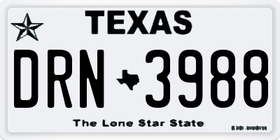 TX license plate DRN3988